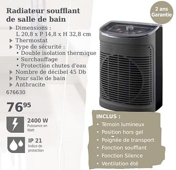 Radiateur soufflant pour salle de bain Rowenta SO6520F2 Comfort Aqua  Instant 2400 W