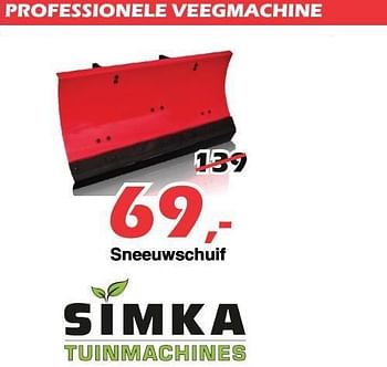 Promoties Professionele veegmachine sneeuwschuif - Simka Tuinmachines - Geldig van 25/09/2020 tot 25/10/2020 bij Itek