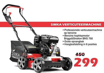 Promoties Simka verticuteermachine - Simka Tuinmachines - Geldig van 25/09/2020 tot 25/10/2020 bij Itek