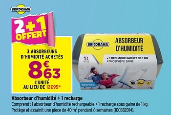Promotions Absorbeur d`humidité + 1 recharge - Produit Maison - Bricorama - Valide de 30/09/2020 à 18/10/2020 chez Bricorama