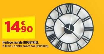 Promotions Horloge murale industriel - Produit Maison - Bricorama - Valide de 30/09/2020 à 18/10/2020 chez Bricorama