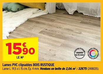 Promotions Lames pvc clipsables bois rustique - Produit Maison - Bricorama - Valide de 30/09/2020 à 18/10/2020 chez Bricorama