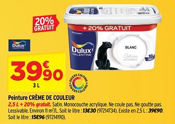 Promotions Peinture crème de couleur - Delux - Valide de 30/09/2020 à 18/10/2020 chez Bricorama