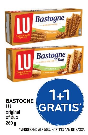 Promoties 1+1 gratis bastogne lu original of duo - Lu - Geldig van 21/10/2020 tot 03/11/2020 bij Alvo