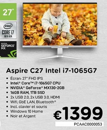 Promoties Acer aspire c27 intel i7-1065g7 - Acer - Geldig van 01/10/2020 tot 31/10/2020 bij Compudeals