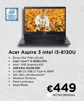 Promotions Acer aspire 3 intel i3-8130u - Acer - Valide de 01/10/2020 à 31/10/2020 chez Compudeals