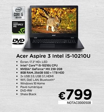 Promotions Acer aspire 3 intel i5-10210u - Acer - Valide de 01/10/2020 à 31/10/2020 chez Compudeals