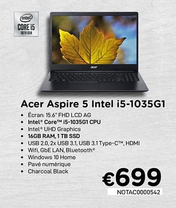 Promotions Acer aspire 5 intel i5-1035g1 - Acer - Valide de 01/10/2020 à 31/10/2020 chez Compudeals