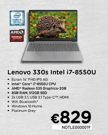 Promotions Lenovo 330s intel i7-8550u - Lenovo - Valide de 01/10/2020 à 31/10/2020 chez Compudeals