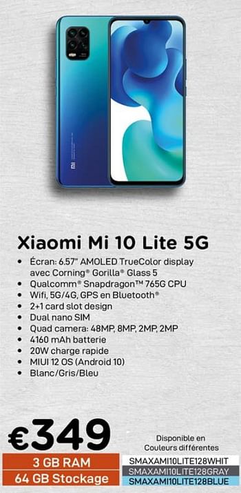 Promotions Xiaomi mi 10 lite 5g - Xiaomi - Valide de 01/10/2020 à 31/10/2020 chez Compudeals