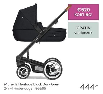 Promoties Mutsy i2 heritage black dark grey 2-in-1 kinderwagen - Mutsy - Geldig van 11/10/2020 tot 17/10/2020 bij Baby & Tiener Megastore