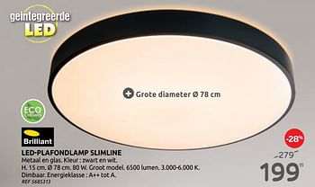 Promoties Led-plafondlamp slimline - Brilliant - Geldig van 14/10/2020 tot 26/10/2020 bij BricoPlanit