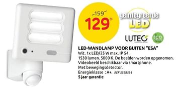 Promoties Led-wandlamp voor buiten esa - Lutec - Geldig van 14/10/2020 tot 26/10/2020 bij BricoPlanit