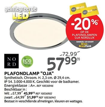 Promoties Plafondlamp oja - nordlux - Geldig van 14/10/2020 tot 26/10/2020 bij BricoPlanit
