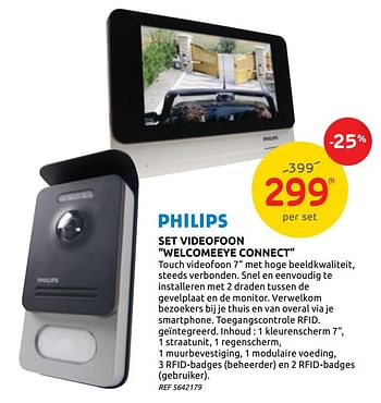 Promoties Philips set videofoon welcomeeye connect - Philips - Geldig van 14/10/2020 tot 26/10/2020 bij BricoPlanit