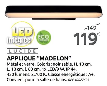 Promotions Applique madelon - Lucide - Valide de 14/10/2020 à 26/10/2020 chez BricoPlanit