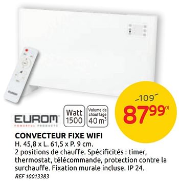 Promotions Eurom convecteur fixe wifi - Eurom - Valide de 14/10/2020 à 26/10/2020 chez BricoPlanit