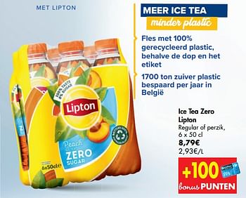 Promoties Ice tea zero lipton regular of perzik - Lipton - Geldig van 14/10/2020 tot 26/10/2020 bij Carrefour