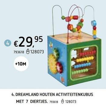 Promoties Dreamland houten activiteitenkubus met 7 diertjes - Huismerk - Dreamland - Geldig van 22/10/2020 tot 06/12/2020 bij Dreamland