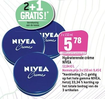 Promoties Hydraterende crème nivea - Nivea - Geldig van 14/10/2020 tot 20/10/2020 bij Match