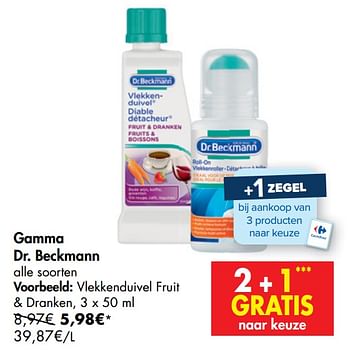Promoties Gamma dr. beckmann vlekkenduivel fruit + dranken - Dr. Beckmann - Geldig van 14/10/2020 tot 26/10/2020 bij Carrefour