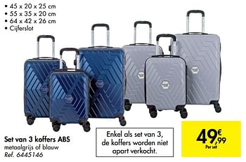 Promoties Set van 3 koffers abs - Huismerk - Carrefour  - Geldig van 14/10/2020 tot 26/10/2020 bij Carrefour