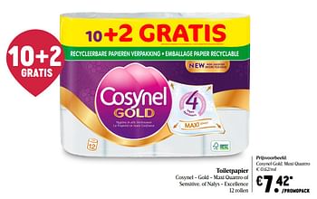 Promoties Toiletpapier cosynel gold, maxi quattro - Cosynel - Geldig van 15/10/2020 tot 21/10/2020 bij Delhaize