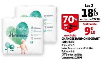 Promotions Changes harmonie géant pampers - Pampers - Valide de 14/10/2020 à 20/10/2020 chez Auchan Ronq