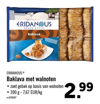 Promoties Baklava met walnoten - Eridanous - Geldig van 19/10/2020 tot 24/10/2020 bij Lidl