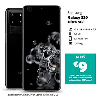 Promoties Samsung galaxy s20 ultra 5g - Samsung - Geldig van 12/10/2020 tot 09/11/2020 bij Base