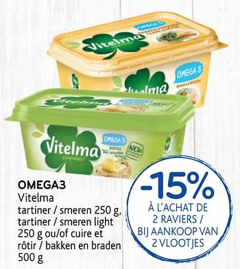 Promotions -15% à l`achat de 2 raviers - bij aankoop van 2 vlootjes omega3 vitelma - Vitelma - Valide de 21/10/2020 à 03/11/2020 chez Alvo