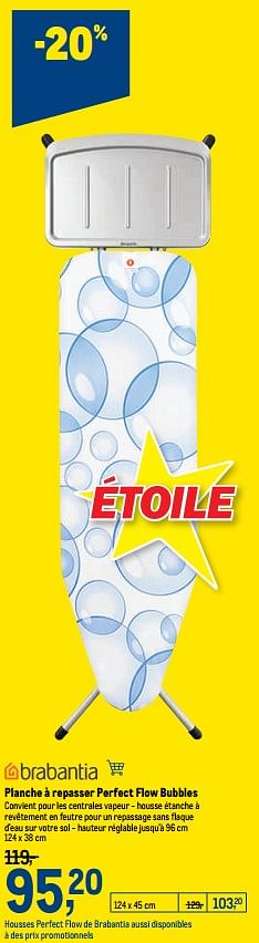 Promotions Planche à repasser perfect flow bubbles - Brabantia - Valide de 21/10/2020 à 03/11/2020 chez Makro
