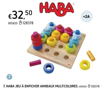 Promoties Haba jeu à enficher anneaux multicolores - Haba - Geldig van 22/10/2020 tot 06/12/2020 bij Dreamland