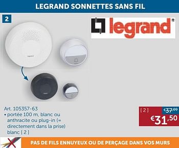 Promotions Legrand sonnettes sans fil - Legrand - Valide de 20/10/2020 à 16/11/2020 chez Zelfbouwmarkt