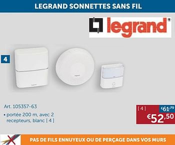 Promotions Legrand sonnettes sans fil - Legrand - Valide de 20/10/2020 à 16/11/2020 chez Zelfbouwmarkt