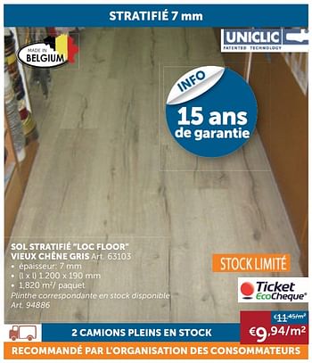 Promotions Sol stratifié loc floor vieux chêne gris - Uniclic - Valide de 20/10/2020 à 16/11/2020 chez Zelfbouwmarkt
