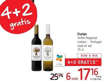 Promoties Espiga vinho regional lisboa portugal rood of wit - Rode wijnen - Geldig van 22/10/2020 tot 04/11/2020 bij Spar (Colruytgroup)