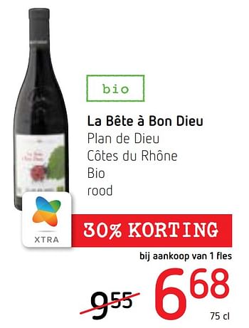 Promoties La bête à bon dieu plan de dieu côtes du rhône bio rood - Rode wijnen - Geldig van 22/10/2020 tot 04/11/2020 bij Spar (Colruytgroup)