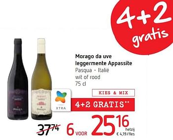 Promotions Morago da uve leggermente appassite pasqua italië wit of rood - Vins rouges - Valide de 22/10/2020 à 04/11/2020 chez Spar (Colruytgroup)