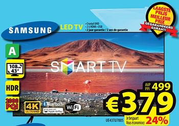 Promoties Samsung led tv ue43tu7005 - Samsung - Geldig van 21/10/2020 tot 28/10/2020 bij ElectroStock