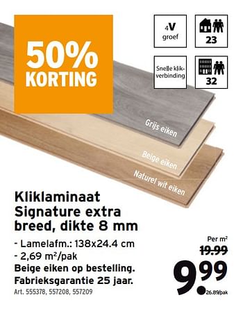 Promoties Kliklaminaat signature extra breed - Huismerk - Gamma - Geldig van 21/10/2020 tot 03/11/2020 bij Gamma