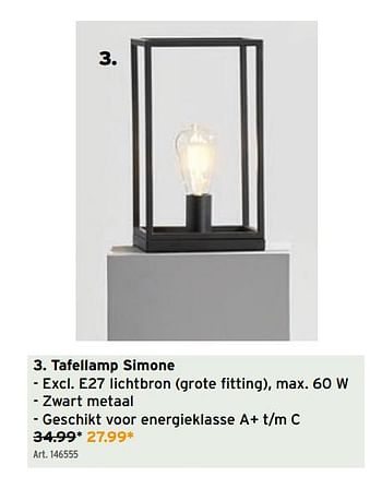 Promoties Tafellamp simone - Huismerk - Gamma - Geldig van 21/10/2020 tot 03/11/2020 bij Gamma