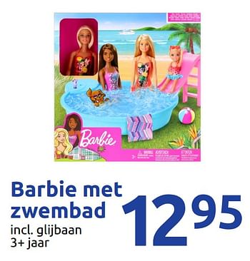 Promoties Barbie met zwembad - Mattel - Geldig van 14/10/2020 tot 10/11/2020 bij Action