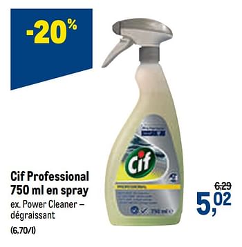 Promotions Cif professional en spray power cleaner - Cif - Valide de 21/10/2020 à 03/11/2020 chez Makro
