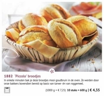 Promotions Piccolo broodjes - Produit maison - Bofrost - Valide de 28/09/2020 à 28/03/2021 chez Bofrost