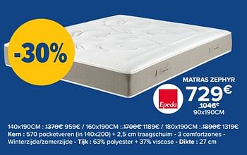 Promoties Matras zephyr - Huismerk - De Matrassenkoning - Geldig van 01/10/2020 tot 14/11/2020 bij De Matrassenkoning