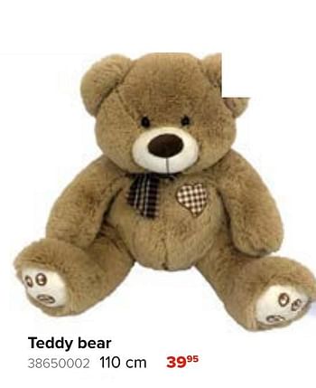 Promoties Teddy bear 110 cm - Huismerk - Euroshop - Geldig van 17/10/2020 tot 06/12/2020 bij Euro Shop