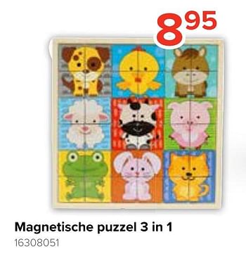 Promoties Magnetische houten puzzel 3 in 1 - Huismerk - Euroshop - Geldig van 17/10/2020 tot 06/12/2020 bij Euro Shop