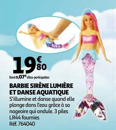 Barbie sirene lumiere et danse clearance aquatique