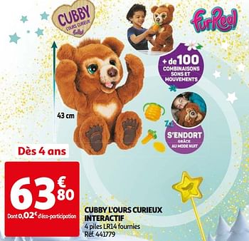 FurReal Cubby l`ours curieux interactif - En promotion chez Auchan Ronq